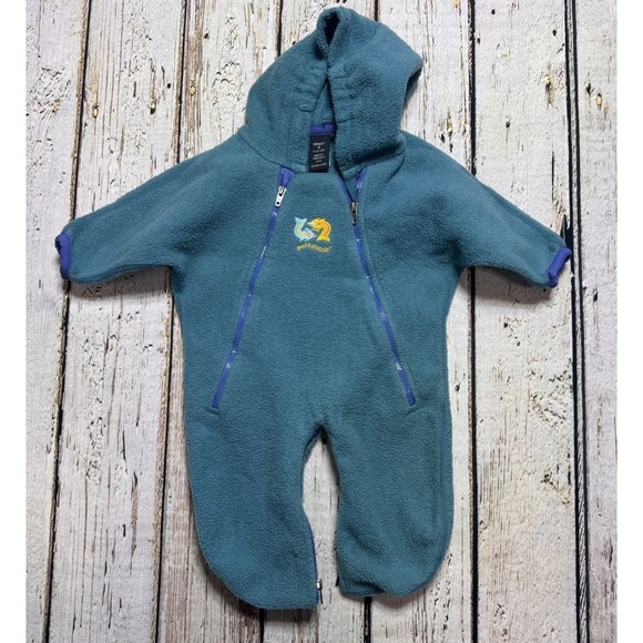 PATAGONIA VTG Synchilla 90's Blue Fleece Zip Bunting Snow Suit Infant S 0-12lbs